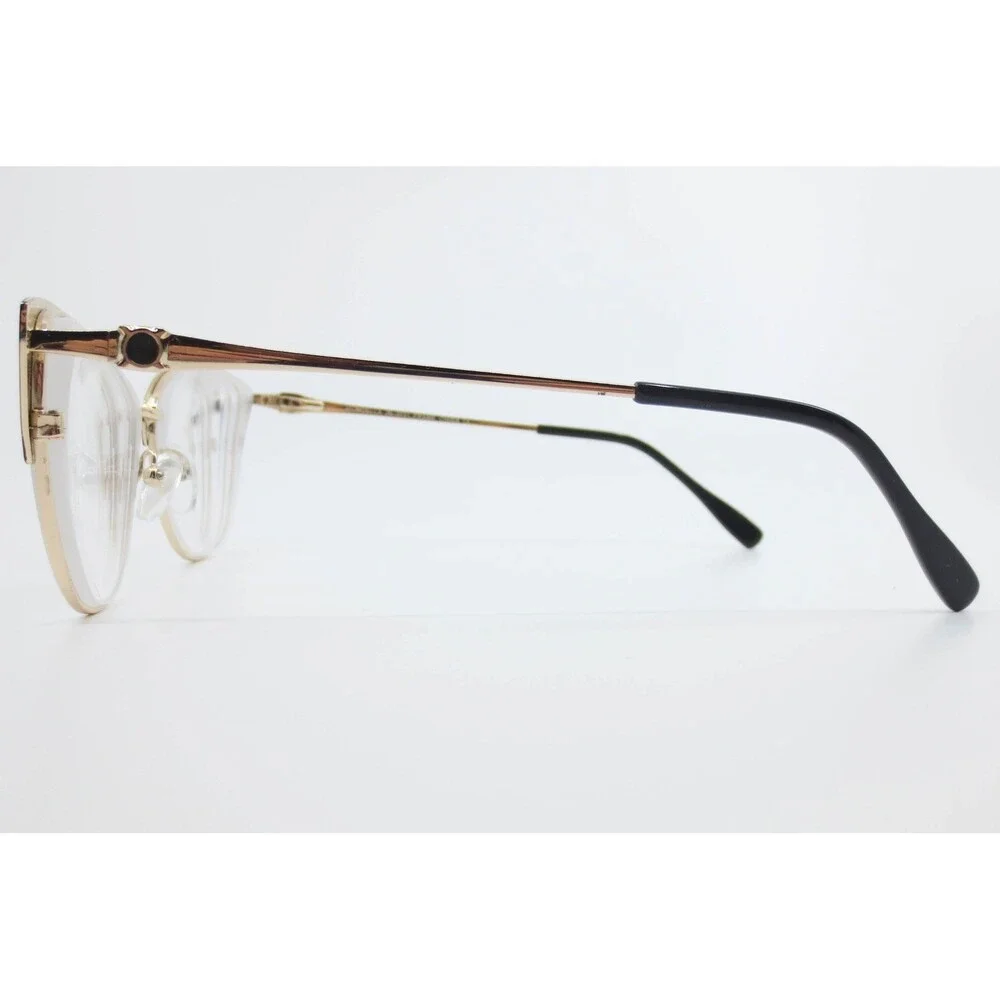 Jo Noella JN-3031 Eyeglasses Black Gold Cat Eye Frames 54-16-140 Womens Eyewear